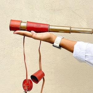Catalejo de latón antiguo 50X – Telescopio de mano funcional de 18″ para decoración náutica, aventuras y regalos / Telescopio de estilo vintage