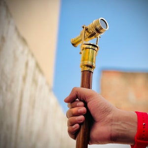 Walking Stick/Personalized Vintage Telescope - Handcrafted Gentlemen&#39;s Gift with Brass Handle | Rosewood Cane, Gift For Mother, Father