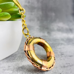 Handmade Brass Nautical Life Ring Keychain: Bag Charm Gift