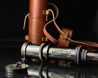 Brass Antique decor Spyglass/ Handheld Telescope for Adventure Enthusiasts/ Nautical decor for Gifting Halloween Pirates Scope