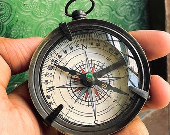Marine Brass Flat Compass - 2.5" Nautical Collectible with Antique Finish - Handmade Vintage Compass for Maritime enthusiasts
