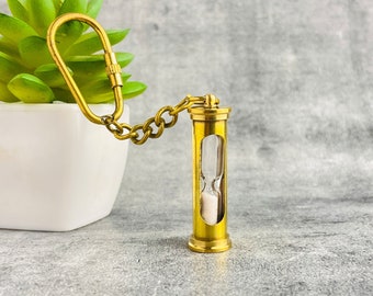 Llavero reloj de arena de latón / Reloj de arena funcional de estilo náutico steampunk