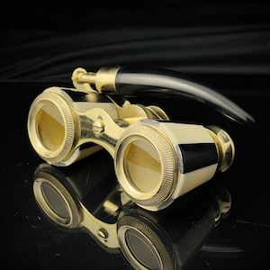 Black Mother of Pearl Opera glasses with handle Brass Binoculars for Bird Watching, Anniversary Gift For Wife, Gift for Grandparents