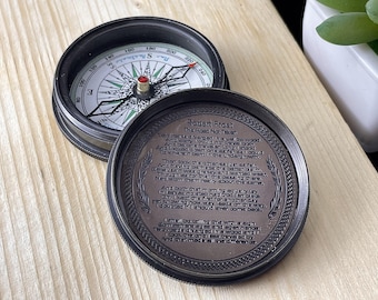 Engraved Navigation Working Brass Compass | Green Antique Finish - Unique Gift for Birthday, Anniversary, Mother's Day Gifts