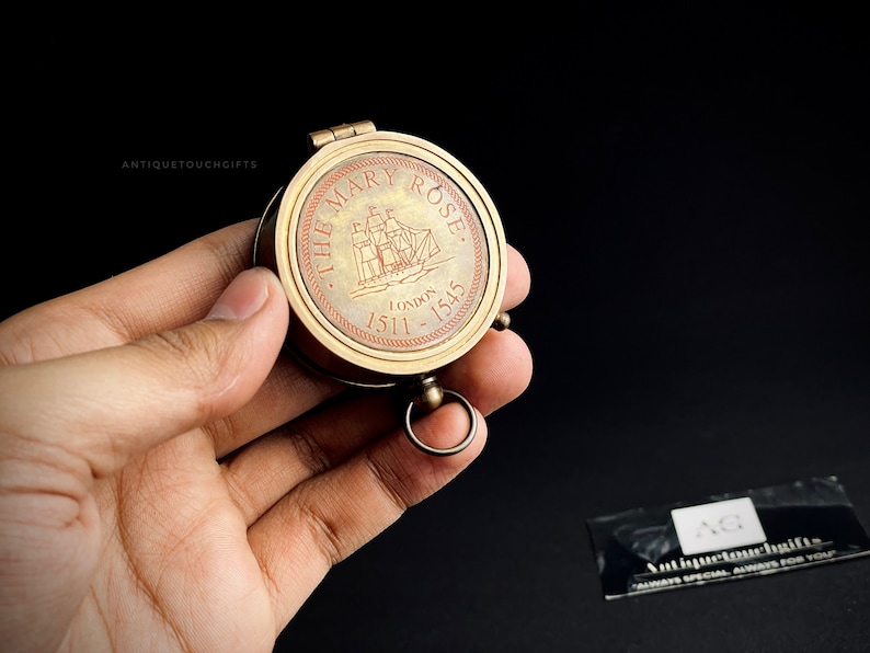 Handmade Antique Style Thread Brass Compass Nautical With Leather Case ...
