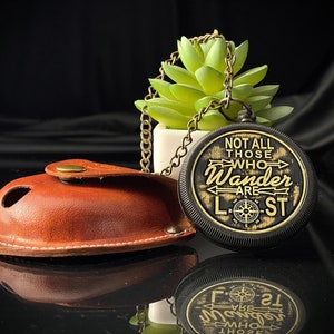 Pure Brass Compass Or leather Case photo