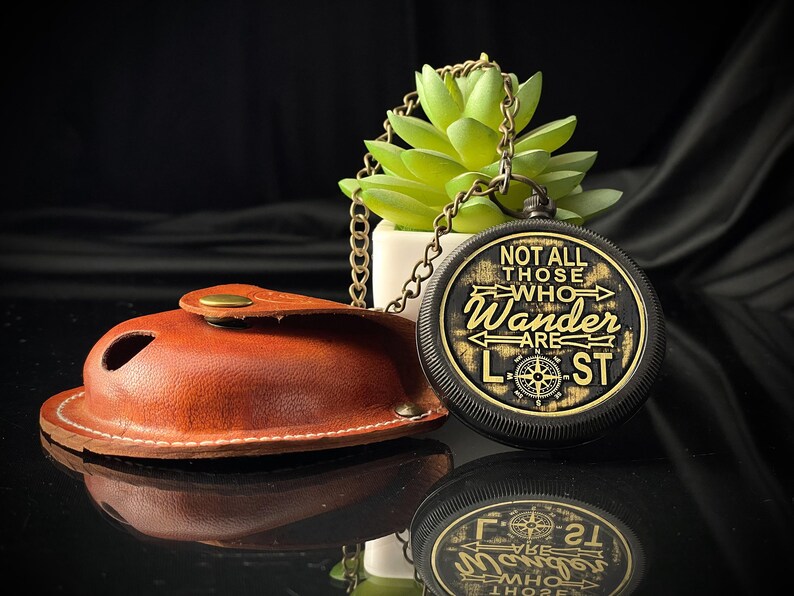 Pure Brass Compass Or leather Case photo
