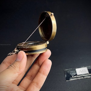 Handmade Antique Style Thread Brass Compass Nautical With Leather Case ...