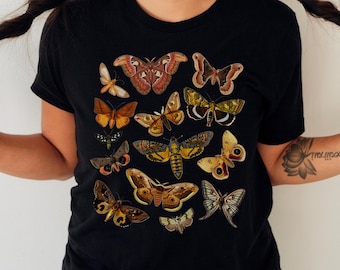 Botanisches Motten Shirt Cottagecore Unisex Bug Tee / ästhetisches T-shirt Insekten TShirt / Motten Tees Cottage Core Shirt / Goblincore Dark Academia