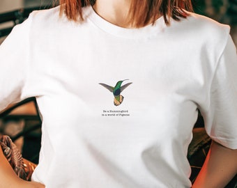 T-shirt Hummingbird vintage / Inspirational Quote Tee / Regalo per gli osservatori di uccelli / Camicia per gli amanti degli uccelli / Arte estetica