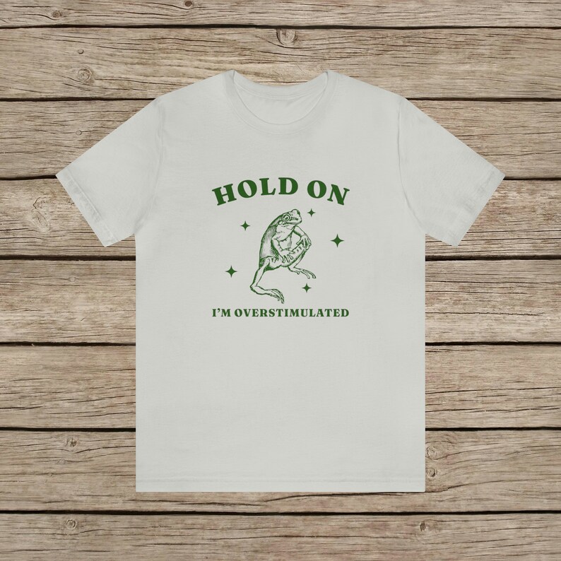 I'm Overstimulated T-Shirt / Aesthetic Vintage Frog T Shirt / Unisex Graphic Neurodivergent Tee Silver