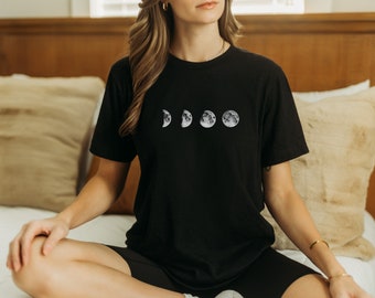 Ästhetische Mondphasen Shirt T-shirt Baumwolle weiche Unisex T-Shirt / Star Gazer Astrologie Liebhaber Geschenk Nachthimmel Tshirt / Mondschein, Nacht Tee