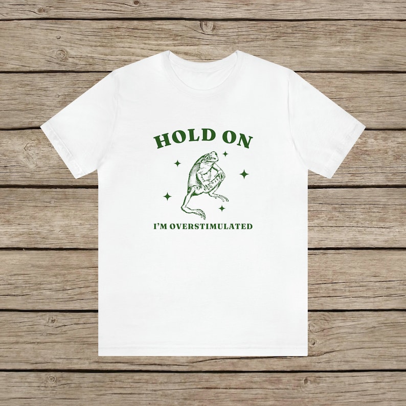 I'm Overstimulated T-Shirt / Aesthetic Vintage Frog T Shirt / Unisex Graphic Neurodivergent Tee White