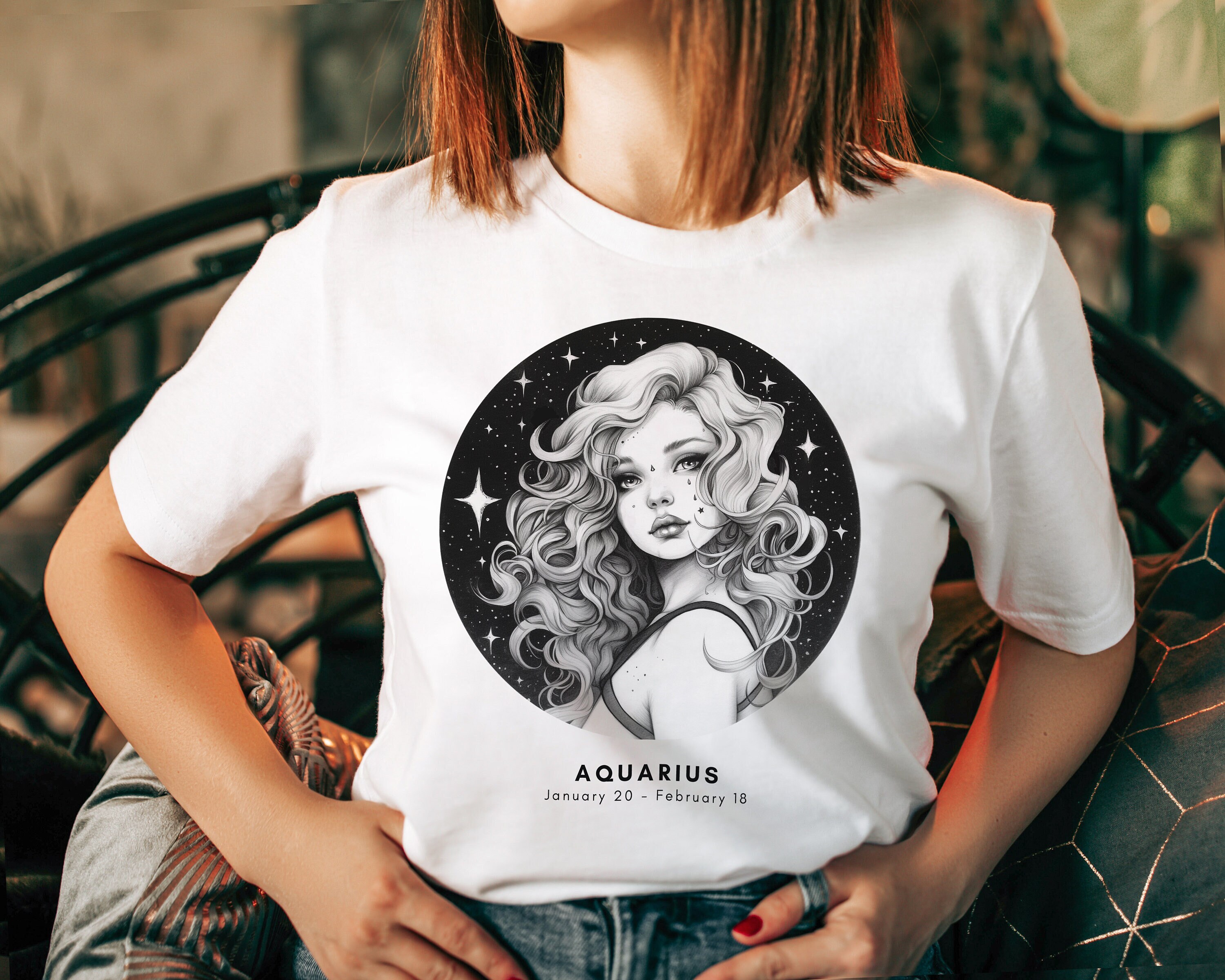 Aquarius Zodiac Girl Astrology Girl Witchy T shirt Festival