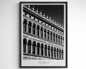 Impression d'art photographie noir et blanc Venise - encadrée ou impression uniquement art mural voyage Italie, affiche Venise pour décoration de maison ou de bureau