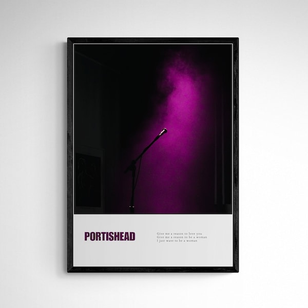 Portishead Poster: Glory Box Lyrics on Dark Stage Live Concert Photo - Moody Inspirational Art for Music Lovers, Dorm Room Walls