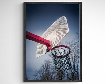 Décoration urbaine de basket-ball photographie vintage, impression d'art mural maison, décoration de chambre pour enfants et dortoirs, cadeau pour fan de sport, photo originale de rue