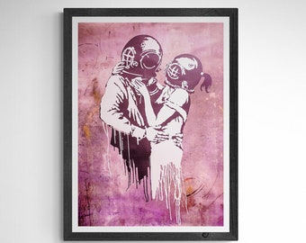 Banksy Blur Think Tank Poster |  Pink Urban Graffiti Wall Art Decor| Printed Poster Framed and Unframed Gift for Dorm Room Wall Art