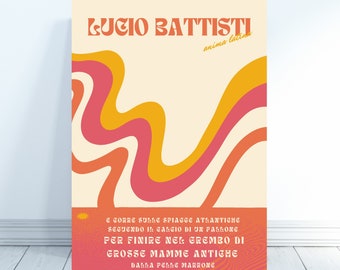 affiche de musique italienne, paroles de la chanson Anima Latina, décoration murale moderne | Affiche imprimée en couleur encadrée et sans cadre, affiche de musique inspirée