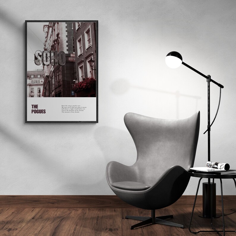 The Pogues Poster 'A Rainy Night in Soho' Lyrics Quote With London Cityscape Photo Unique Dorm The Pogues Poster 'A Rainy Night in Soho' Lyrics Quote With London Cityscape Photo Unique Dorm