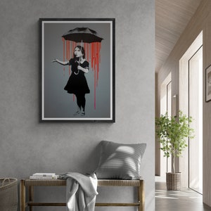 T-shirt Femme Banksy NOLA Rain Girl - Impression HD - Coupe FIT Cintrée - 100% Coton