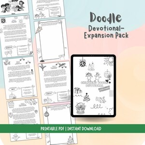 Devocional infantil Doodle: Historias bíblicas y actividades creativas / Libro de ejercicios cristianos divertido para niños / Libro imprimible sobre la fe en formato PDF