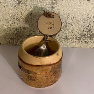 Arctic Birch Wood Cup with Spoon. Wooden drinking cup from Norway. Traditional Nordic. Vintage.
