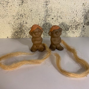 Vintage Ceramic Troll Couple Hand Made Norway Scandinavian Design