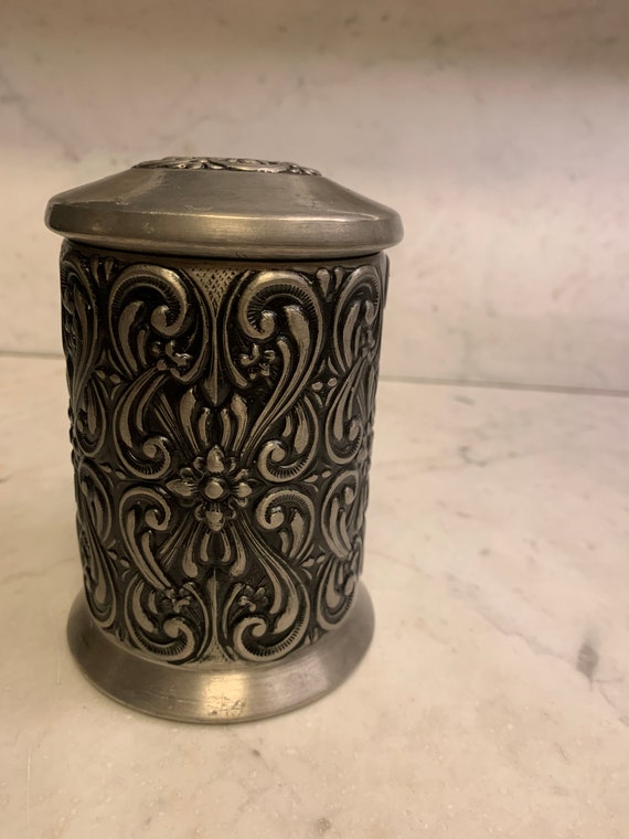 pewter tobacco jar Norwegian Hagness Pewter Tobacco Jar & Cedar Lined Norway Tinn Box  Rosemaling Viking Scandinavian Tinn