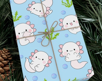 環境に優しいアホロートルのギフトラップ、特別な日、ホリデー、クリスマス、誕生日にぴったりの愛らしいウパルパチャーム、ベビーアホロートルのラッピング