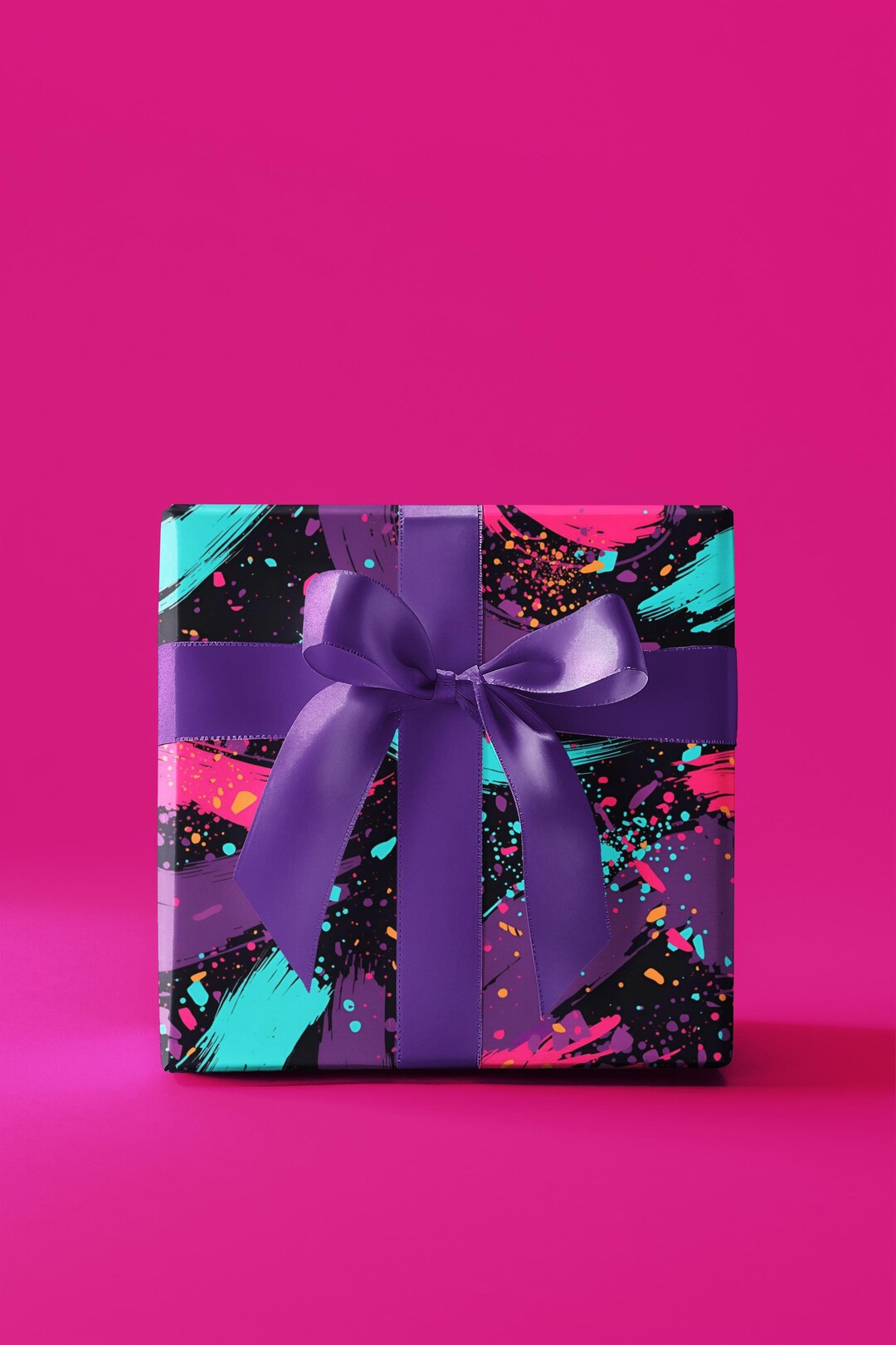 Pop Wrapping Neon Pop Wrapping Paper, Abstract Geometric Gift Wrap, Vibrant Retro ...