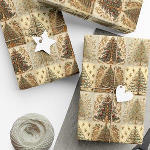 Vintage Christmas Tree Style Winter Wonderland, Holiday Packaging, Special Occasion Gift, EcoFriendly Wrapping, Elegant Festive Paper