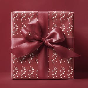 Dark Red Wrapping Paper Roll, Matte or Glossy Finish, Perfect for Christmas, Holidays, and Birthdays, Elegant, Versatile, Sophisticated Gift