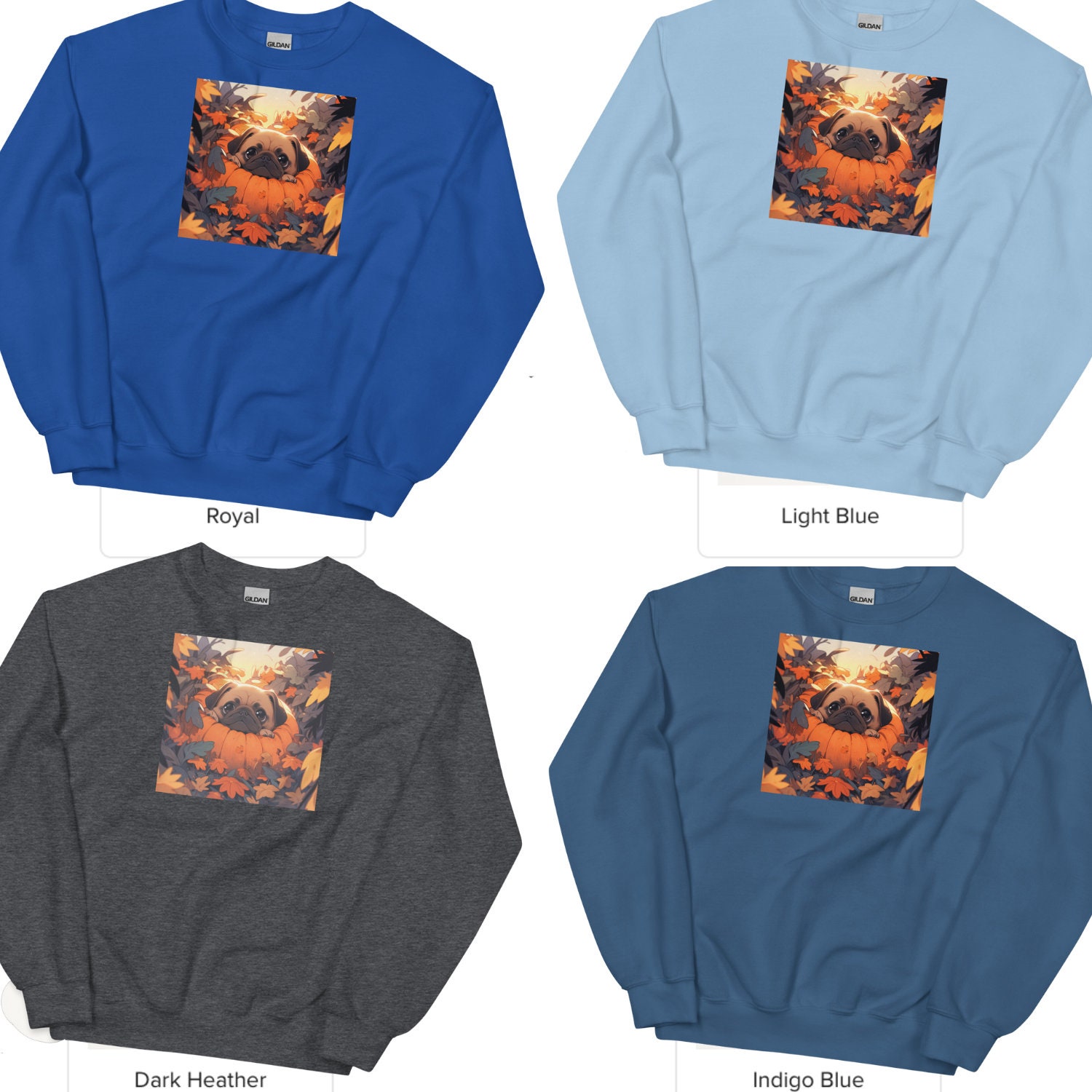 Discover Pug in a Pumpkin Spooky Halloween Dog Sweatshirt, Kawaii Anime Mini Pug Halloween Shirt, Pumpkin Spice, Dog Dad Mom, Spooky Vibe Sweatshirt