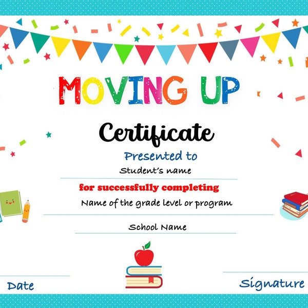 Editable Preschool Moving Up Certificates