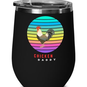 Farming chicken dad stemless wine glass,farming wine glass,daddy gift wine glass,stemless glass. glass.gift for him,farmer funny wine glass.