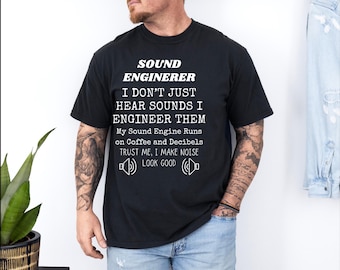 サウンドエンジニアTシャツ、コーヒーとデシベルのグラフィックTシャツ