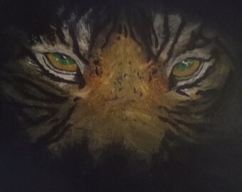 Excellent Original art, "eyes of the tiger" on 20x17 canvas. Acrylic paint.