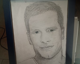 Tom Brady, su carta 11x14 con disegno a matita originale.