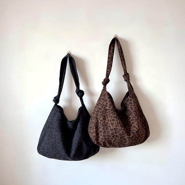 Leopard Canvas Tote Bag Large Capacity Shoulder Bags and Purses for Women Commute Shopping Travel Daily Use Fashion Handbags