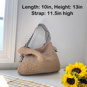 hand woven shoulder bag black and white shoulder strap bag underarm purse bags for women cotton lining snap closure top handle tote handbag image 10