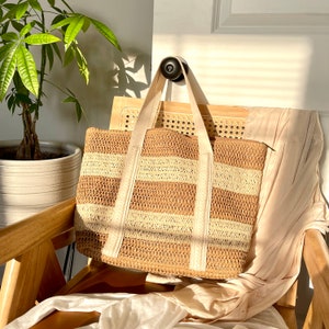 straw beach bag large packable hand made woven shoulder bags for women summer tote bag with zipper cotton lining top handle underarm purses