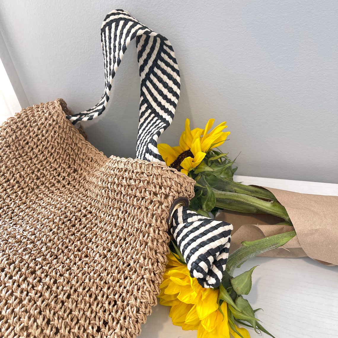 Black - Handcrafted Woven Cotton Shoulder Bag (Set of 2)