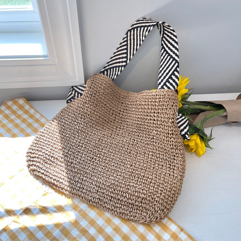 hand woven shoulder bag black and white shoulder strap bag underarm purse bags for women cotton lining snap closure top handle tote handbag image 5