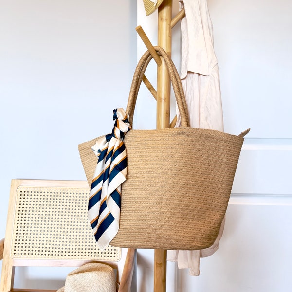 shoulder bag with zipper hand woven straw bag with scarf large beach tote bag purse packable zip top summer shoulder handbags for vacation