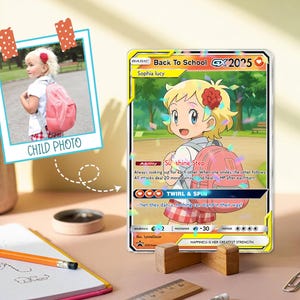 Personalisierte Pokemon Schulanfang Karte, Benutzerdefinierte Anime Stil Studenten Geschenk, Erster Schultag Karte, Benutzerdefinierte Karte für Kinder, Geschenk für Jungen Mädchen