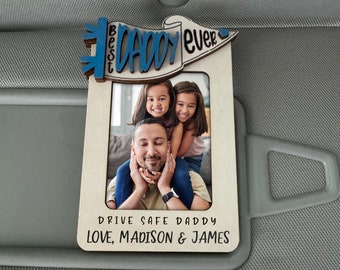 Custom Photo Car Visor Clip, Best Dad Ever Personalized Picture Frame, Dad Photo Magnet, Gift for Dad from Son, Drive Safe Gift, Papa Gift