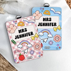 Teacher Gift Personalized ID Badge Holder Lanyard | Custom Pencil Teacher Lanyard | Back to School Educator Gift | Teacher School Supplies