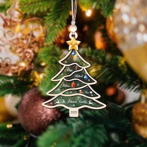 2025 Family Ornament With Names, Personalized Christmas Tree Ornament With Names, Christmas Tree Name Ornament, Custom Family Christmas Gift