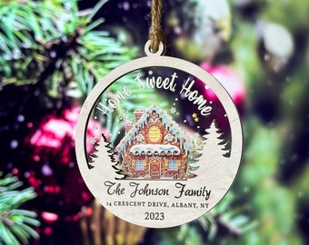 Personalized New Home Ornament, Couple Christmas Keepsake, First Christmas First Home Keepsake, Family Ornament, Christmas Gift for Family